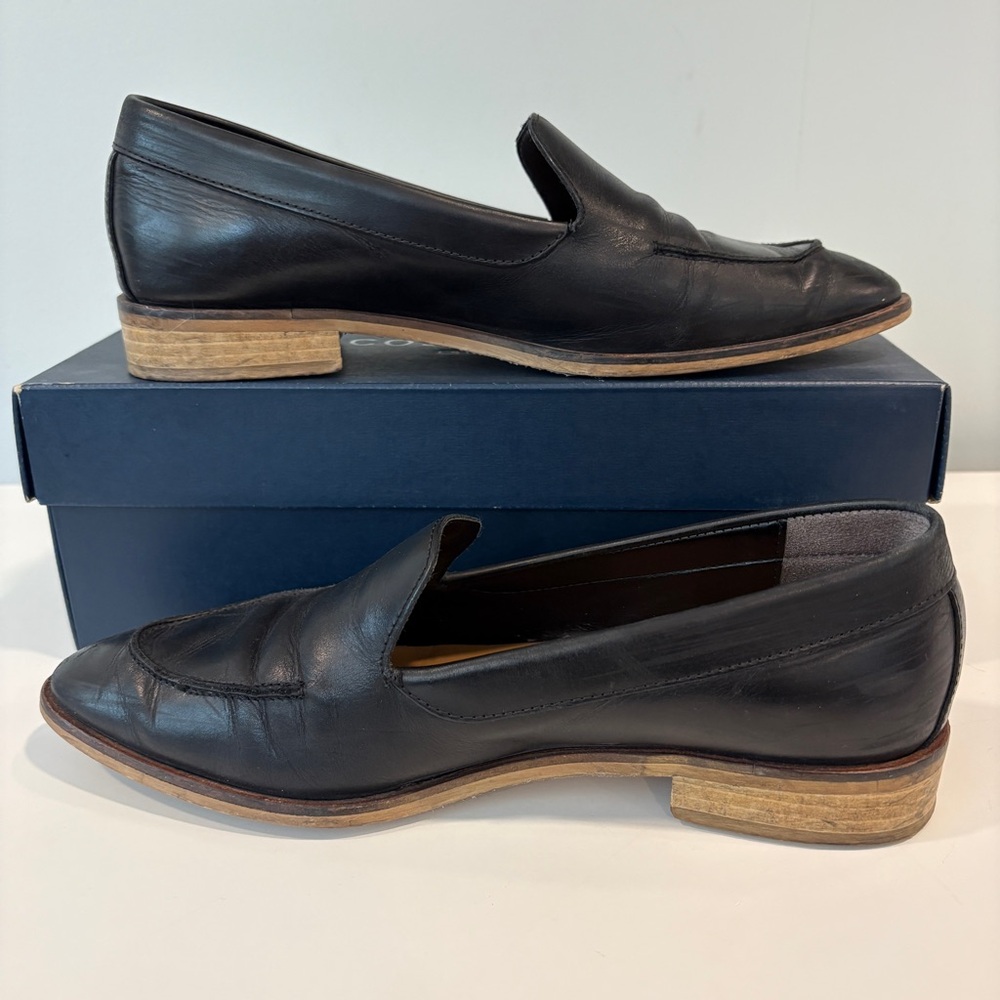 Everlane‎ Modern Black Loafers Size 8.5 Wooden Sole